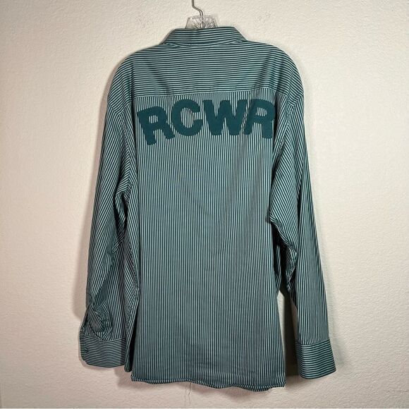 Rocawear Green White Striped Long Sleeves Button Down Shirts Mens Size 2XL - Picture 4 of 8